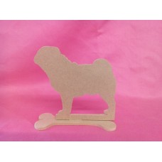 4mm MDF Pug dog on a base